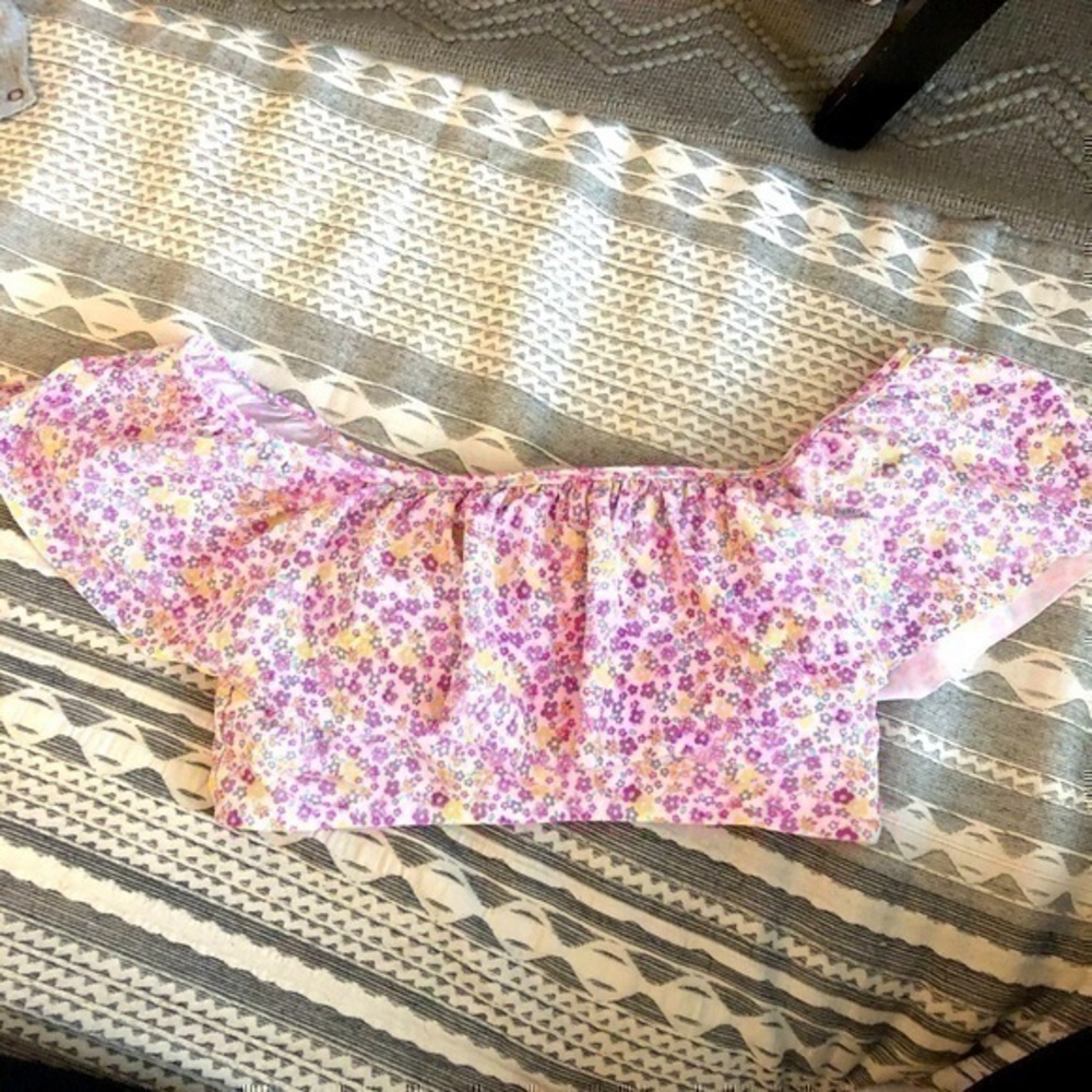 Off Shoulder Bathing Suit Top Floral